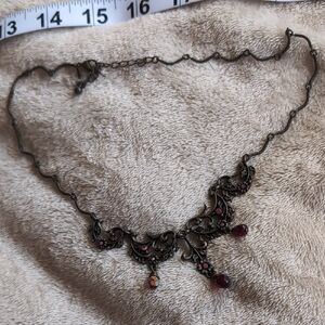 Elegant Vintage Necklace with Red Accents